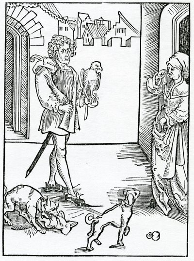 O tych, którzy robią wrzask, powtarzają plotki i robią inne rzeczy nieuczciwe i nieuczciwe w kościele Bożym, ilustracja z angielskiego przekładu Aleksandra Barclay